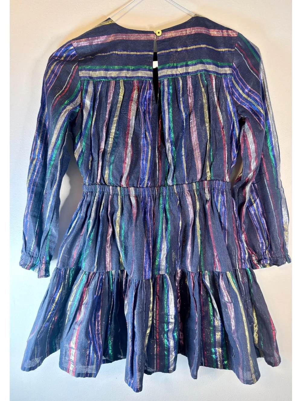 Girls Crewcuts navy and  metallic colors party dress. Size 8